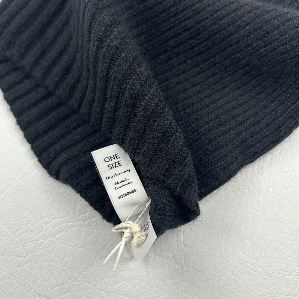Nordstrom 100% Cashmere Rib Knit Beanie Hat Black One Size Soft Luxury NWT - Picture 9 of 10